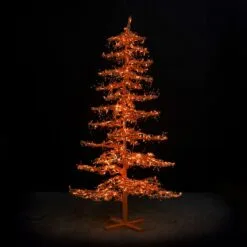 9' Ice Sculpture Christmas Tree - Amber/Orange