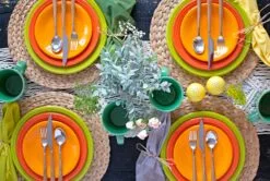 Fiesta Salt And Pepper Set -Fiesta Shop Lemongrass Poppy Butterscotch Tablescape2