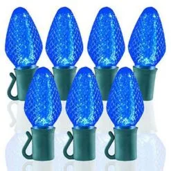26 Light Blue C7 LED Christmas Lights - 8" Spacing