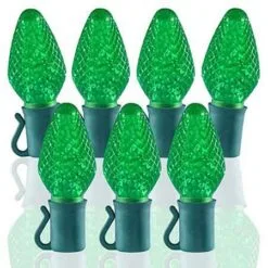 26 Light Green C7 LED Christmas Lights - 8" Spacing