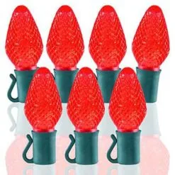 26 Light Red C7 LED Christmas Lights - 8" Spacing