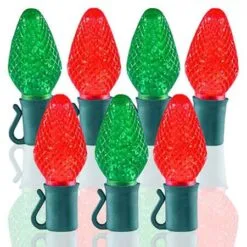 26 Light Red & Green C7 LED Christmas Lights - 8" Spacing