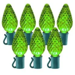 26 Light Lime Green C9 LED Christmas Lights - 8" Spacing
