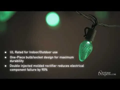 26 Light Pure White & Red C7 LED Christmas Lights - 8" Spacing 4 26 Light Pure White & Red C7 LED Christmas Lights - 8" Spacing - Image 2