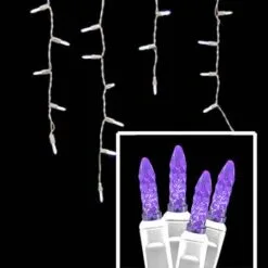 LED Icicle Lights - 70 Light Set - Purple