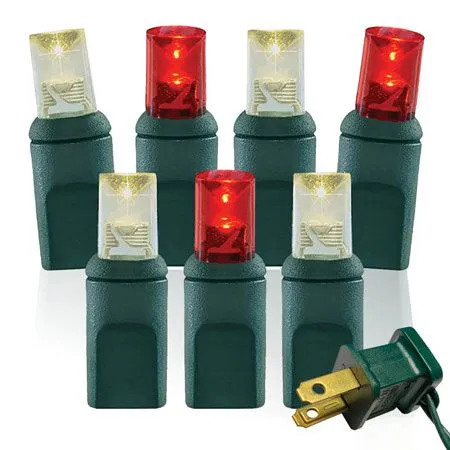 70 Light Warm White/Red Twinkle 5mm Wide Angle Conical LED Christmas Lights -Fiesta Shop p twac 704 wwr