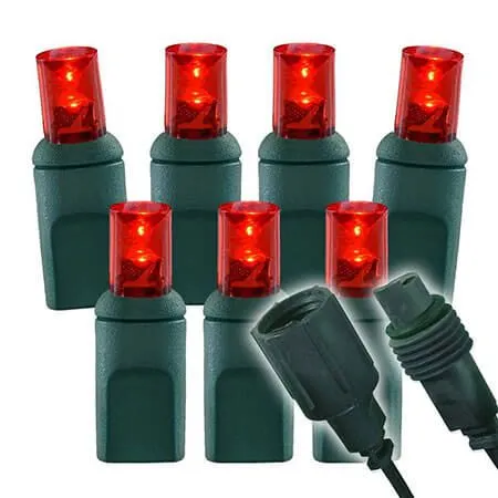 Wide Angle Conical - 4" Spacing, 100 Bulb, Grn Cord, UL Coaxial RY Plug - Full Wave - Red 3 Wide Angle Conical - 4" Spacing, 100 Bulb, Grn Cord, UL Coaxial RY Plug - Full Wave - Red