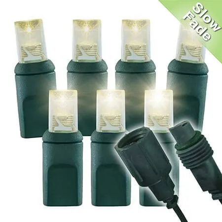 Slow Fade Warm White Wide Angle Conical - 4" Spacing, 70 Bulb, Grn Cord, UL Coaxial RY Plug - Full Wave 3 Slow Fade Warm White Wide Angle Conical - 4" Spacing, 70 Bulb, Grn Cord, UL Coaxial RY Plug - Full Wave