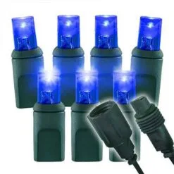 Slow Fade Blue Wide Angle Conical - 4" Spacing, 70 Bulb, Grn Cord, UL Coaxial RY Plug - Full Wave