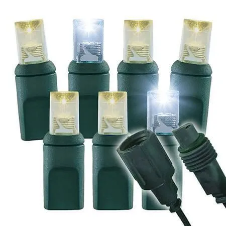 1/5 Strobing Wide Angle Conical LED - 4" Spacing, 70 Bulb, Grn Cord, UL Coaxial RY Plug - Full Wave - Pure White Strobe With Warm White 3 1/5 Strobing Wide Angle Conical LED - 4" Spacing, 70 Bulb, Grn Cord, UL Coaxial RY Plug - Full Wave - Pure White Strobe With Warm White