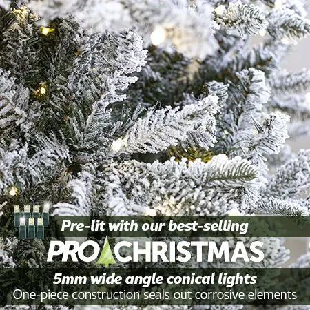 7.5' Indoor LED Flocked Siberian Fir Christmas Tree - Warm White 4 7.5' Indoor LED Flocked Siberian Fir Christmas Tree - Warm White - Image 2