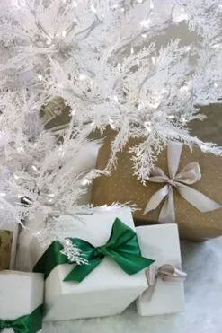 7.5' Indoor LED Glacier Fir White Christmas Tree - With Multi-Function Pure White/Warm White Lights -Fiesta Shop t it 75 1236 wwcw 8