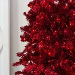 7.5' Indoor LED Shimmer Spruce Tinsel Christmas Tree - Red 11 7.5' Indoor LED Shimmer Spruce Tinsel Christmas Tree - Red -Fiesta Shop t it 75 1238 r 3 crop