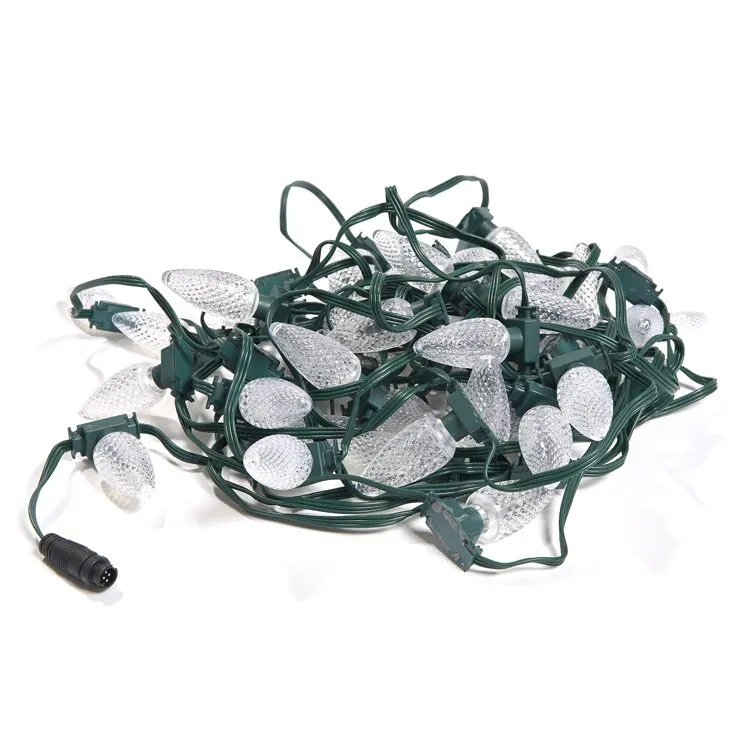 25 RGB SPI C9 Faceted Bulb, Green Cable, 12" Spacing - No Lead Wire 3 25 RGB SPI C9 Faceted Bulb, Green Cable, 12" Spacing - No Lead Wire