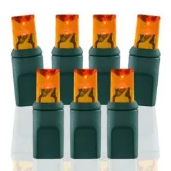70 Light Amber/Orange 5 Mm Wide Angle Conical LED Christmas Lights