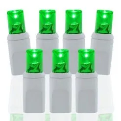 70 Light Green 5 Mm Wide Angle Conical LED Christmas Lights - White Wire