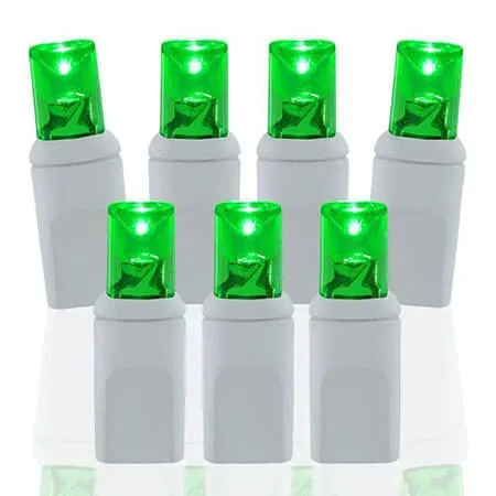 50 Light Green 5 Mm Wide Angle Conical LED Christmas Lights - White Wire 3 50 Light Green 5 Mm Wide Angle Conical LED Christmas Lights - White Wire
