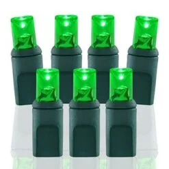 50 Light Green 5 Mm Wide Angle Conical LED Christmas Lights