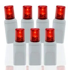 70 Light Red 5 Mm Wide Angle Conical LED Christmas Lights - White Wire