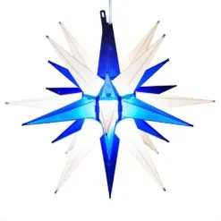 14" Moravian Star, Blue And White